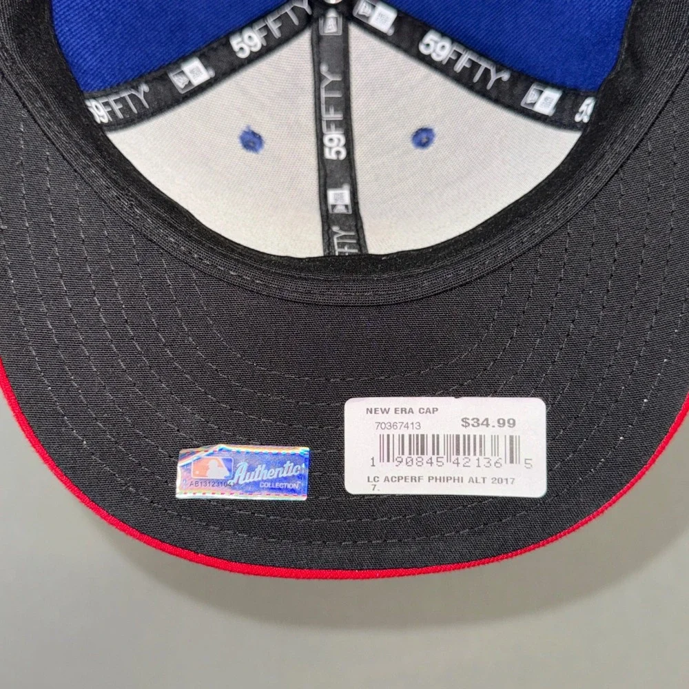 New Era 59FIFTY Low Profile Philadelphia Phillies Hat Blue Red Size 7